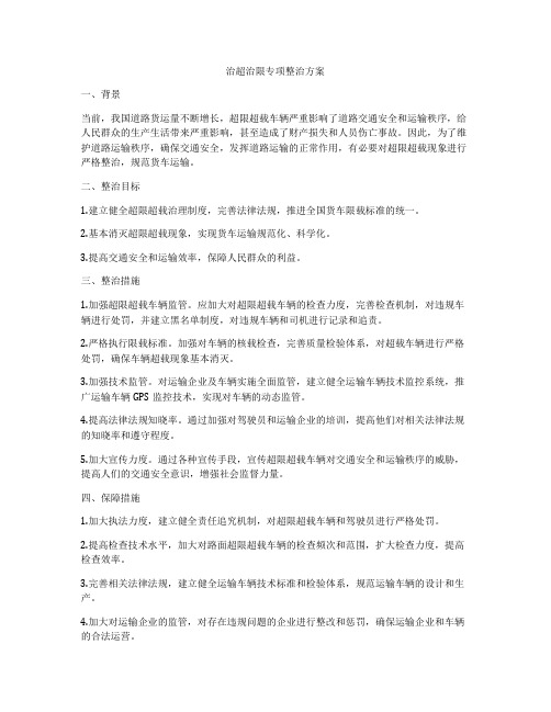 治超治限专项整治方案