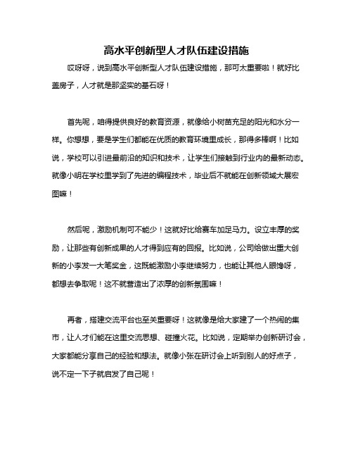 高水平创新型人才队伍建设措施