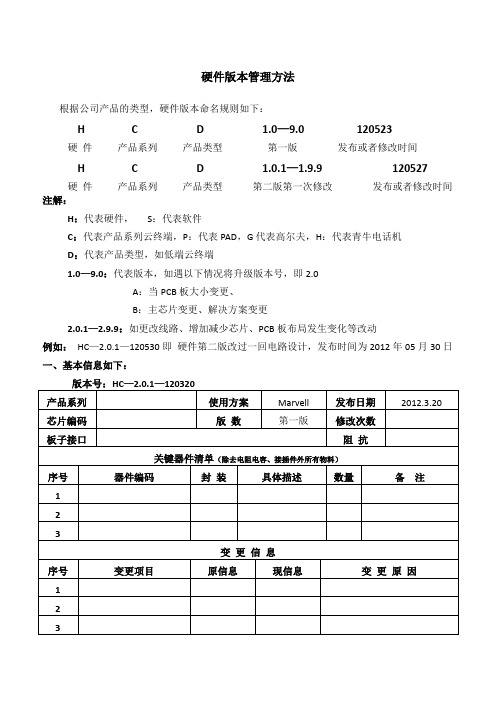 硬件版本管理方法