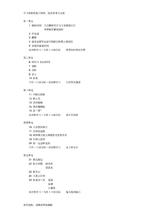 人教版初中语文八年级上册的电子课本