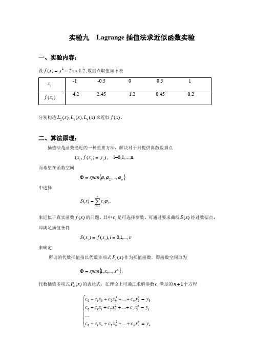 拉格朗日插值法  实验