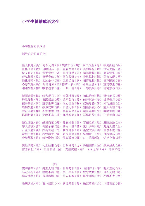 小学生易错成语大全