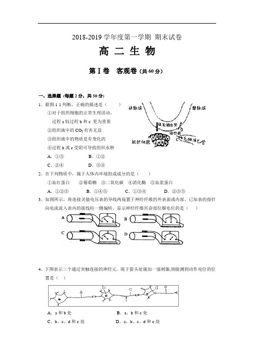 山西省大同市2018—2018学年高二生物上册期末试题