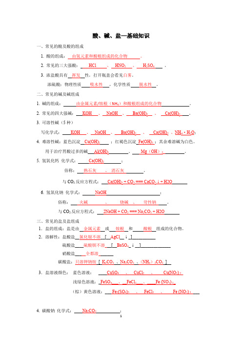 酸、碱、盐基础知识总结