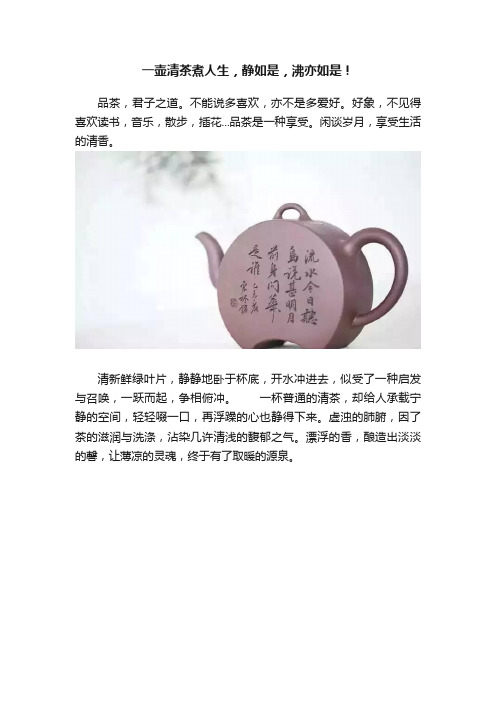 一壶清茶煮人生，静如是，沸亦如是！