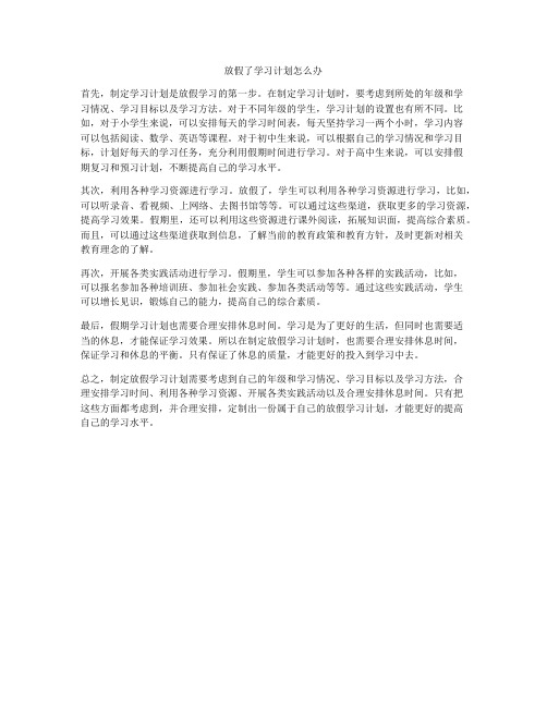 放假了学习计划怎么办