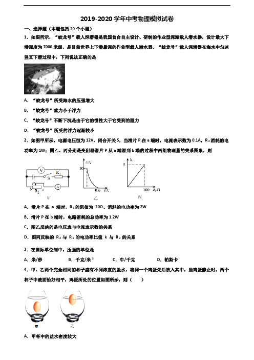 北京市密云县2020中考物理预测试题