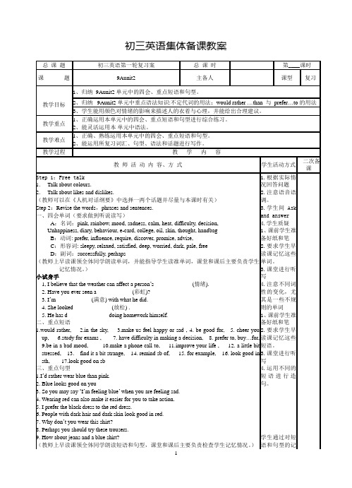 9A Unit2复习教案