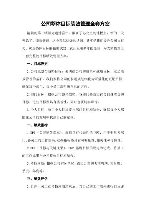 公司整体目标绩效管理全套方案