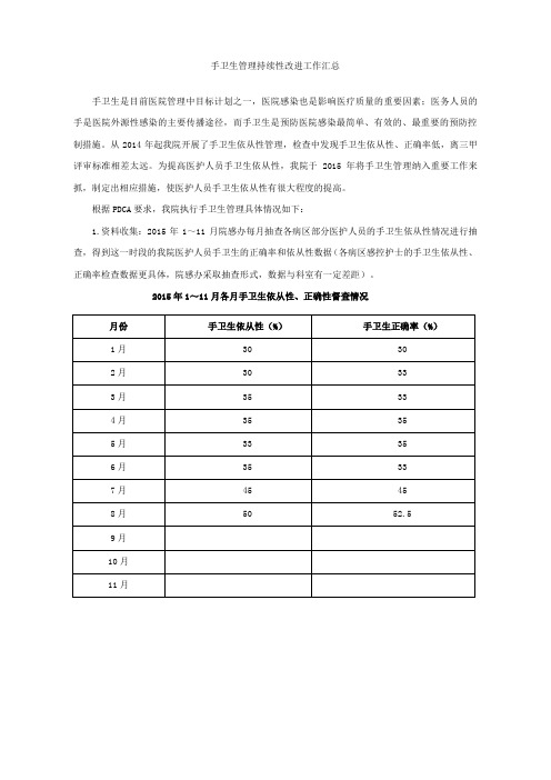 手卫生管理持续改进年