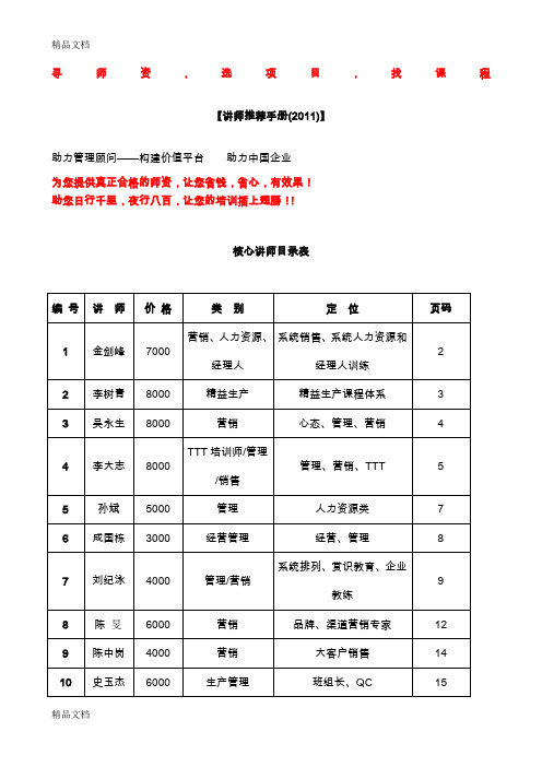 (整理)品牌讲师推荐手册.