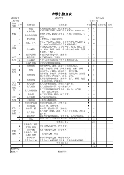 冷镦机检查表