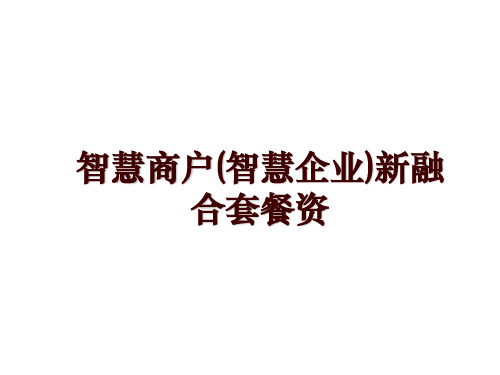 智慧商户(智慧企业)新融合套餐资