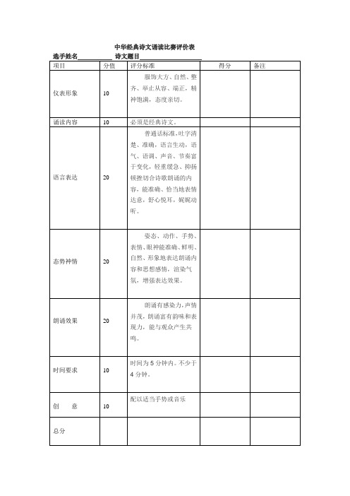 经典诵读评价表doc