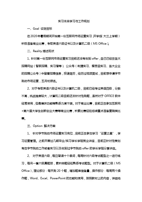 实习未来学习与工作规划