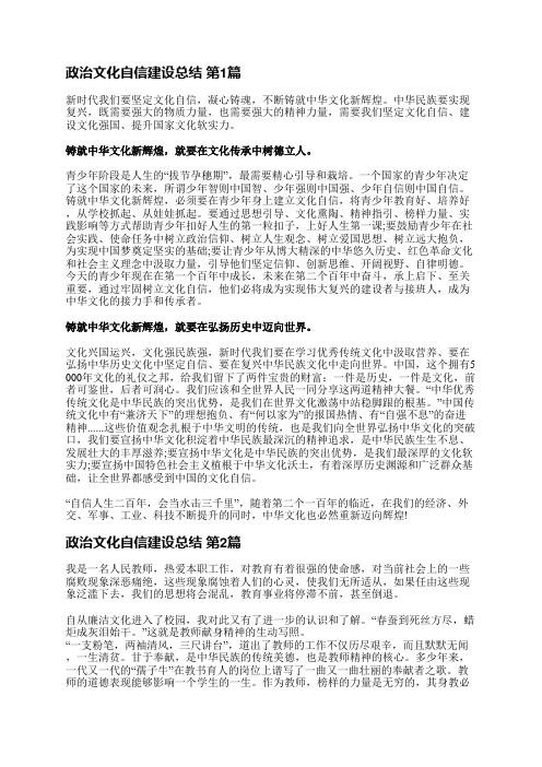 政治文化自信建设总结(通用4篇)