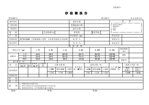 砂检验报告(机制砂)行标MB值＜1