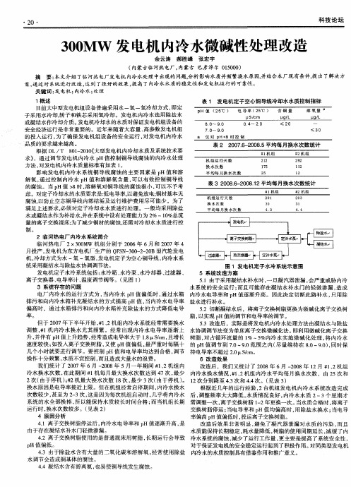 300MW发电机内冷水微碱性处理改造