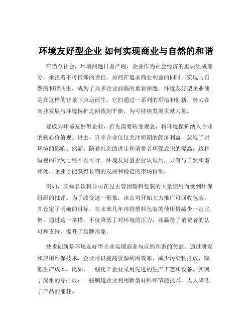 环境友好型企业 如何实现商业与自然的和谐