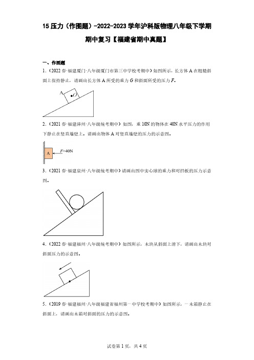 15压力(作图题)-2022-2023学年沪科版物理八年级下学期期中复习【福建省期中真题】