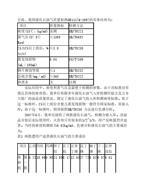 石油液化气标准