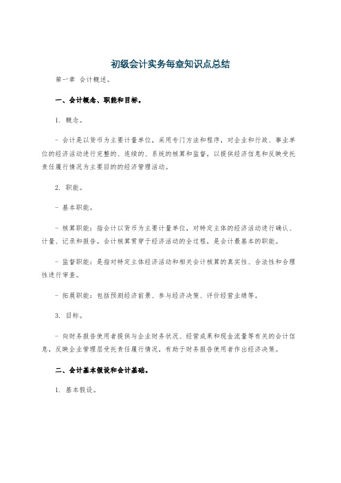 初级会计实务每章知识点总结