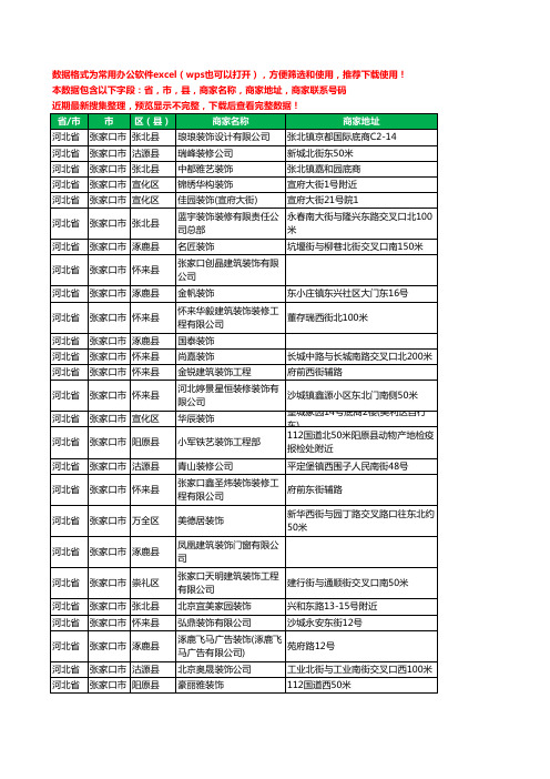 新版河北省张家口市装修公司工商企业公司名录名单大全322家