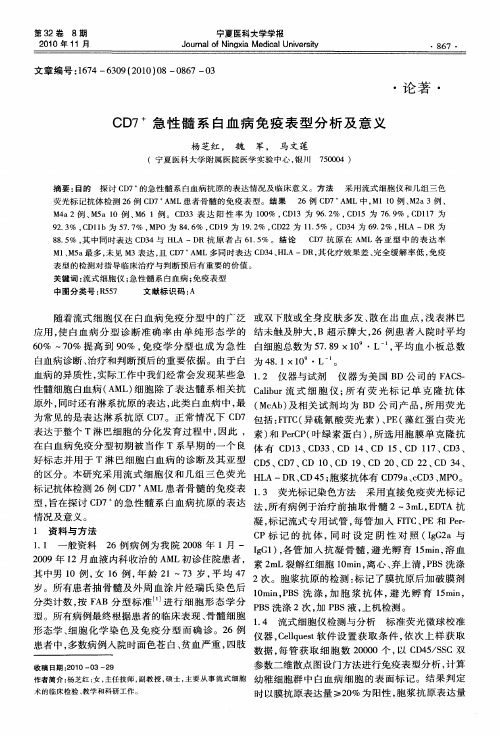 CD7~+急性髓系白血病免疫表型分析及意义