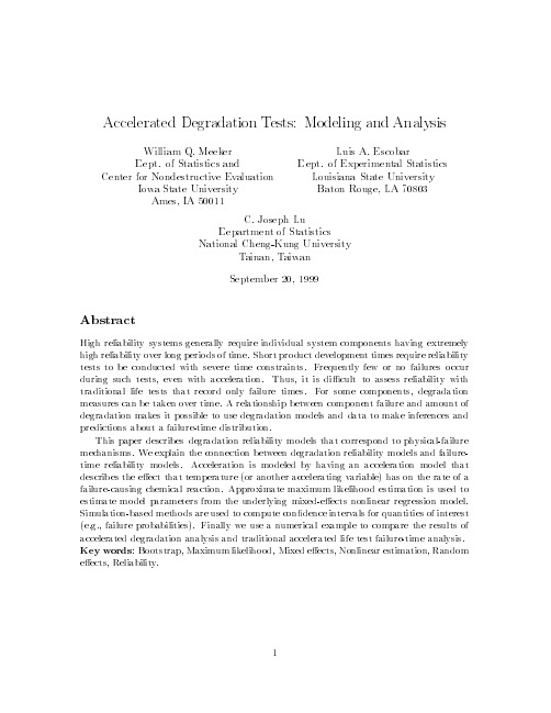 Accelerated Degradation Tests Modeling and Analysis