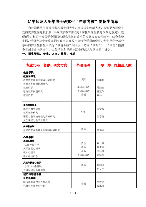 辽宁师范大学2019年博士研究生申请考核制招生简章