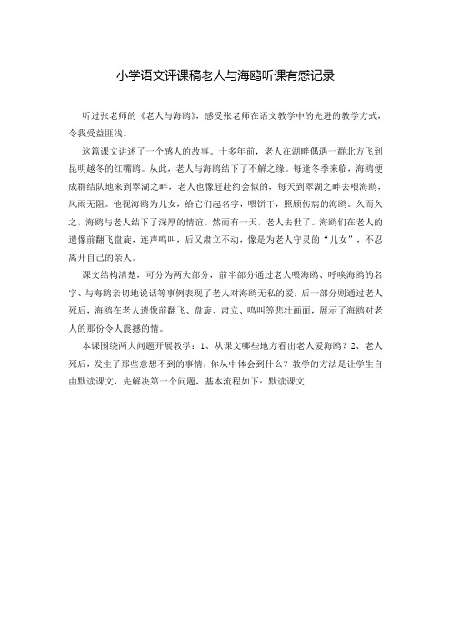 小学语文评课稿老人与海鸥听课有感记录