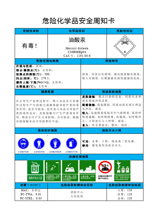 油酸汞-危险化学品安全周卡