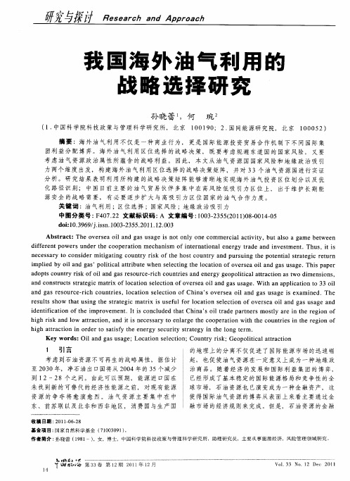 我国海外油气利用的战略选择研究