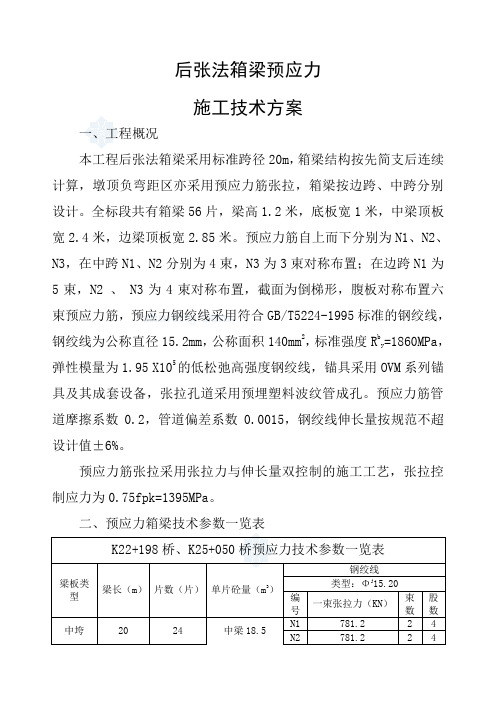 后张法预应力箱梁施工技术方案