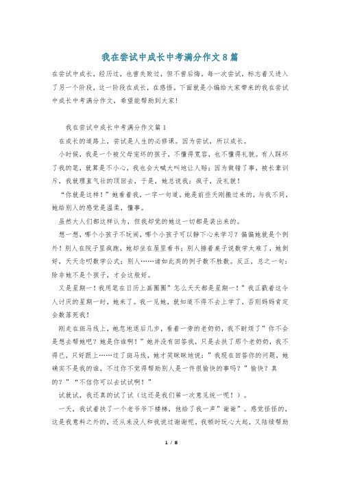 我在尝试中成长中考满分作文8篇