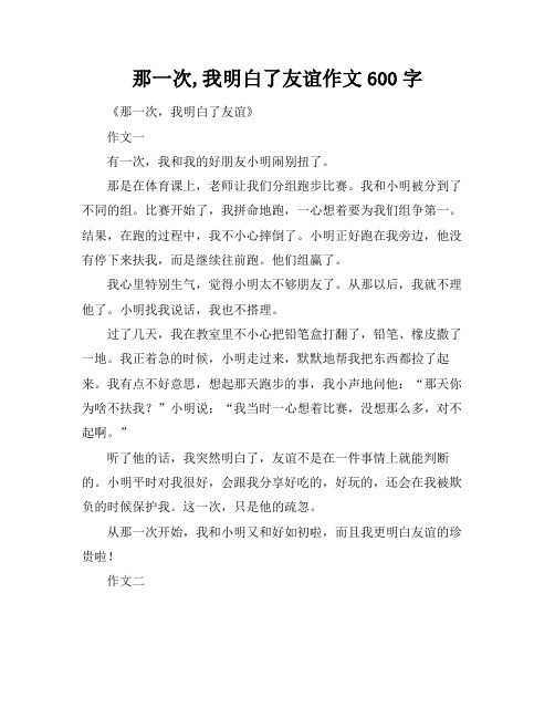 那一次,我明白了友谊作文600字