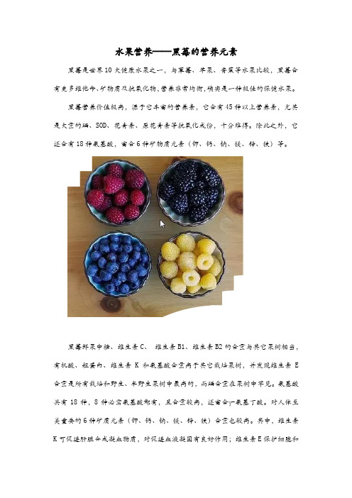 水果营养——黑莓营养的作用