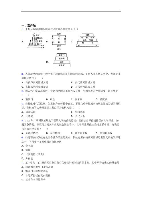 新中考九年级历史上第一单元古代亚非文明第一次模拟试题带答案