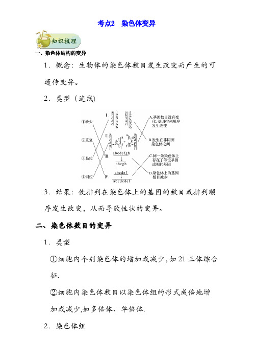 高考考点一遍过高考生物.课标通用.第6辑：考点2  染色体变异 含解析