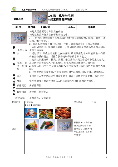 人教版九年级化学12单元 教学设计