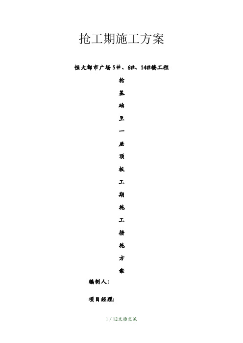 抢工期施工方案(干货分享)