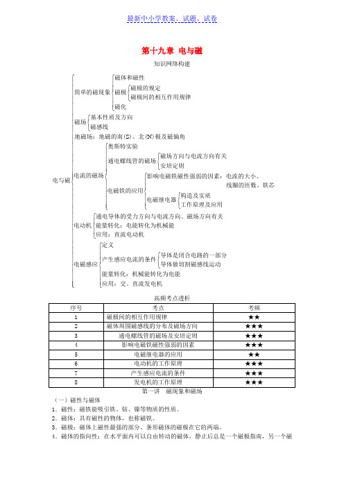 中考物理基础知识手册第十九章电与磁