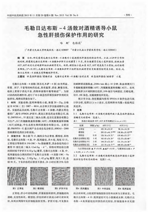 毛勒日达布斯-4汤散对酒精诱导小鼠急性肝损伤保护作用的研究
