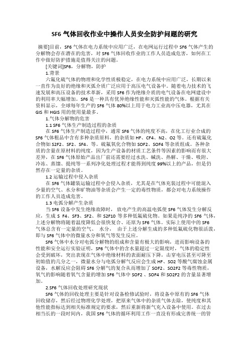 SF6气体回收作业中操作人员安全防护问题的研究