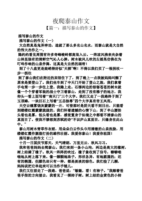 夜作文之夜爬泰山作文