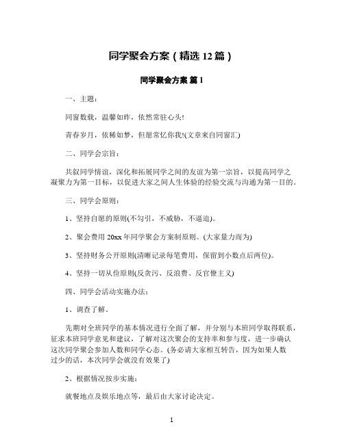 同学聚会方案(精选12篇)