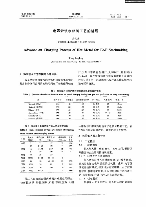 电弧炉铁水热装工艺的进展