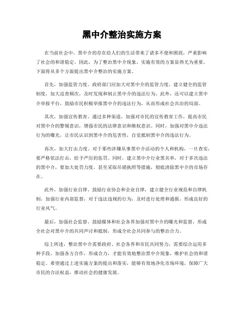 黑中介整治实施方案