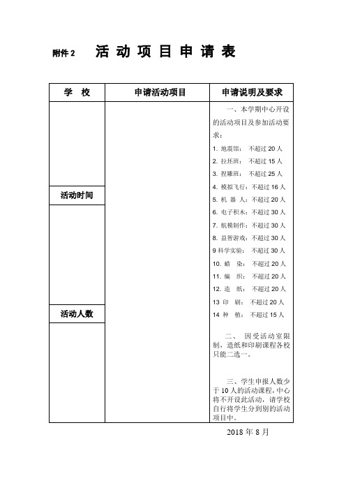 活动项目申请表