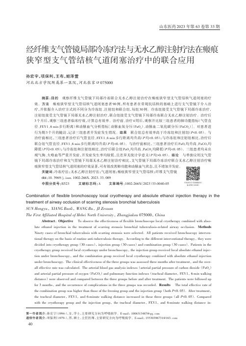 经纤维支气管镜局部冷冻疗法与无水乙醇注射疗法在瘢痕狭窄型支气管结核气道闭塞治疗中的联合应用